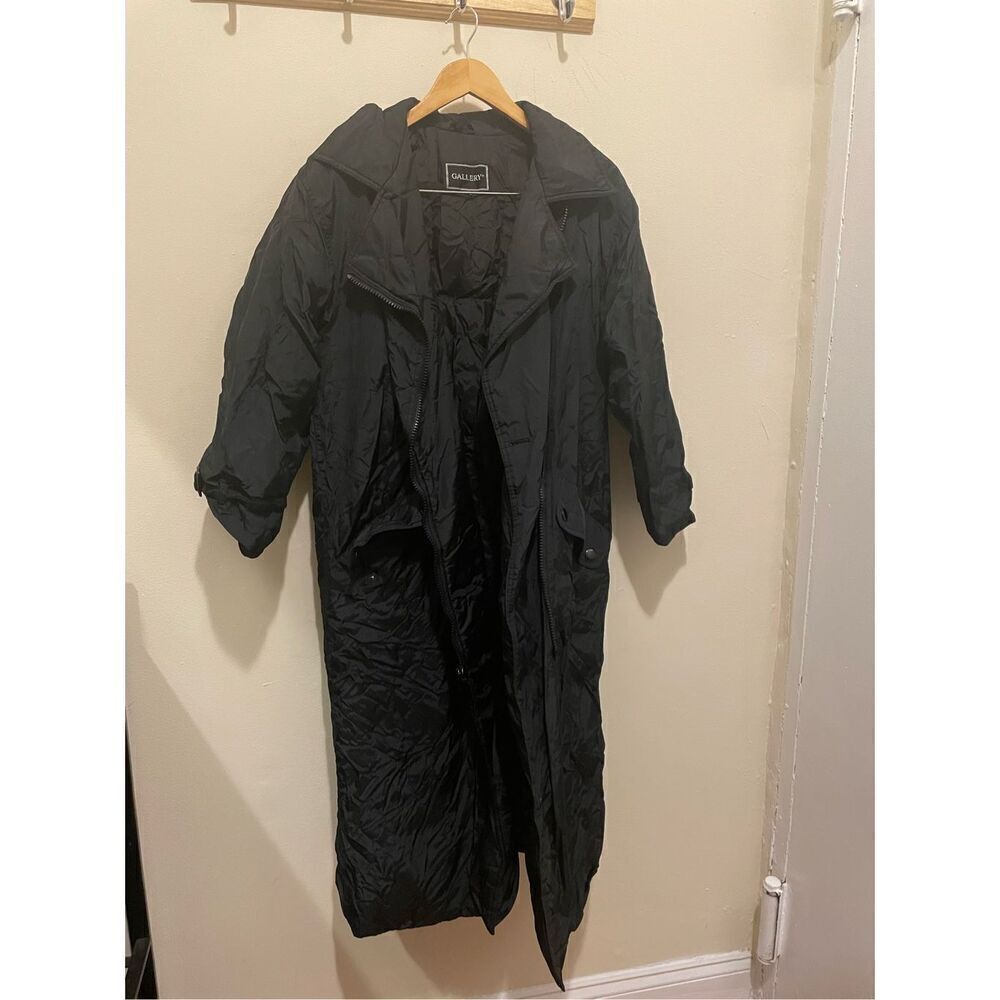 Vintage 90s Y2K Gallery long black overcoat puffer women’s winter coat size medi